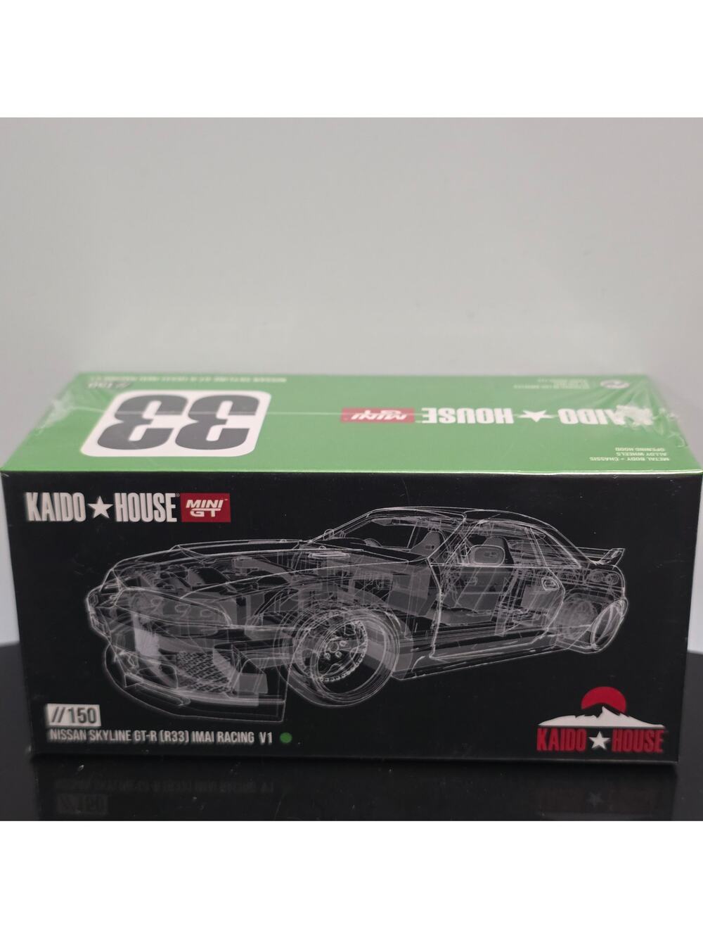 Nissan Skyline GT-R R33 Imai Racing V1 Green Kaido House x Mini GT #150 1:64